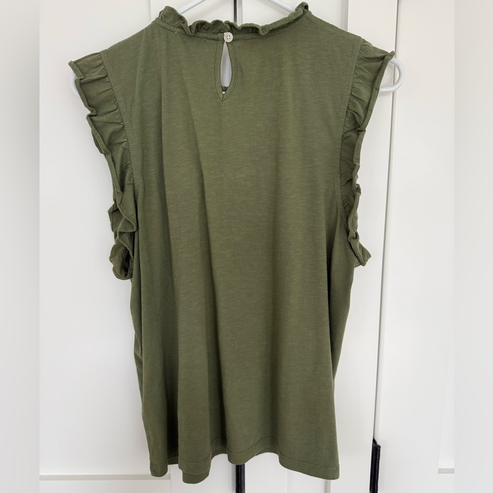 Green Ruffle Trim Shirt - Picture 2 of 4